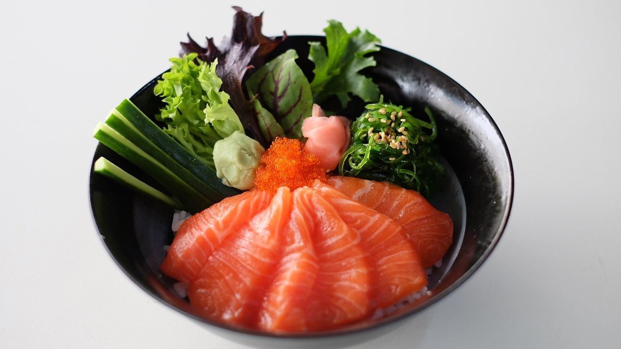 Fresh Salmon on Rice