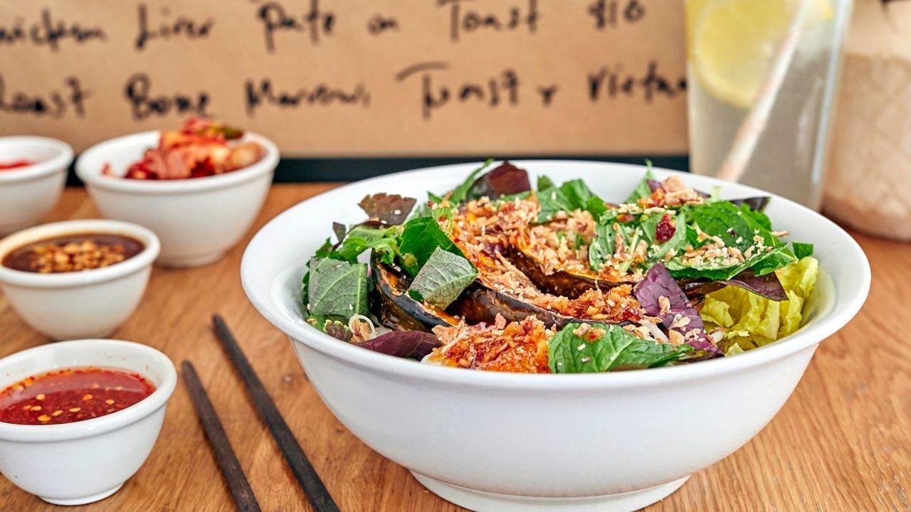 Roast Pumpkin and Salad Noodle Bowl (V, GF)