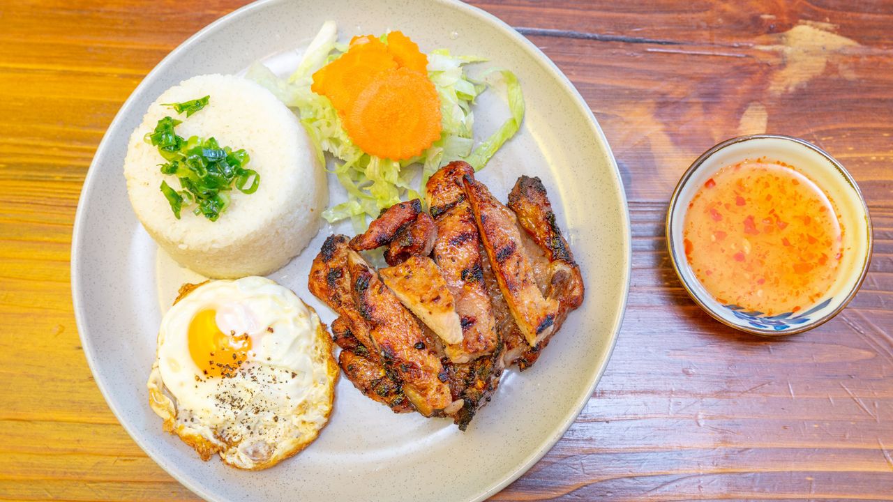 Pork Chop Broken Rice with Fried Egg