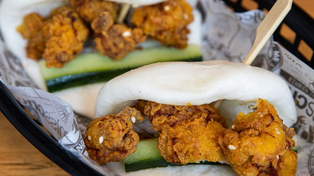 Kids Fried Chicken and Cucumber Bao Bun