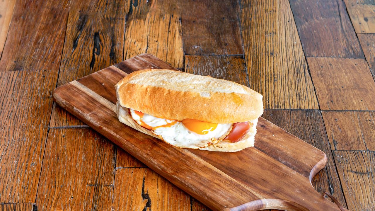 Bacon, Egg and Cheese Baguette Roll With Two Eggs