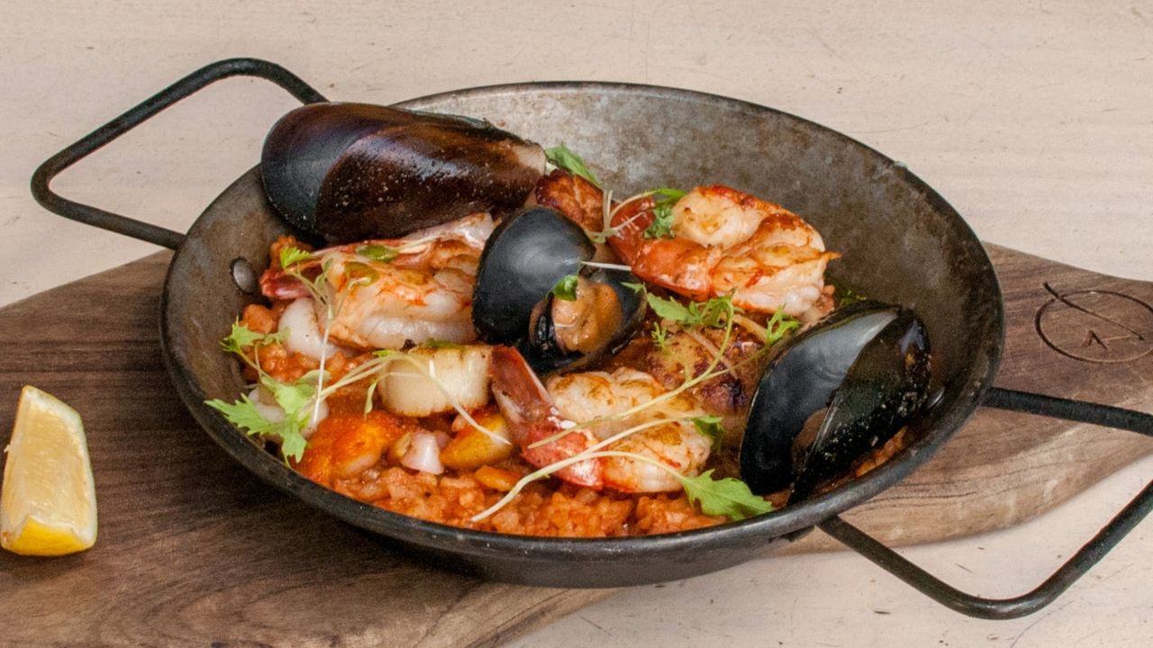 Seafood Paella, Fish, Prawns, Squid, Mussel, Rice
