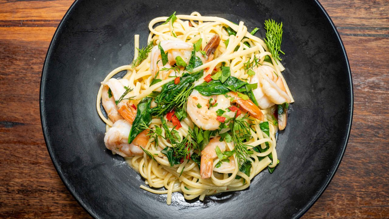 Linguine with Pan Fried Prawns