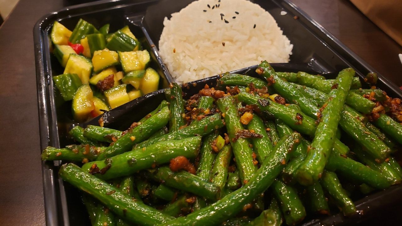 Stir Fried Beans with Minced Pork with Rice