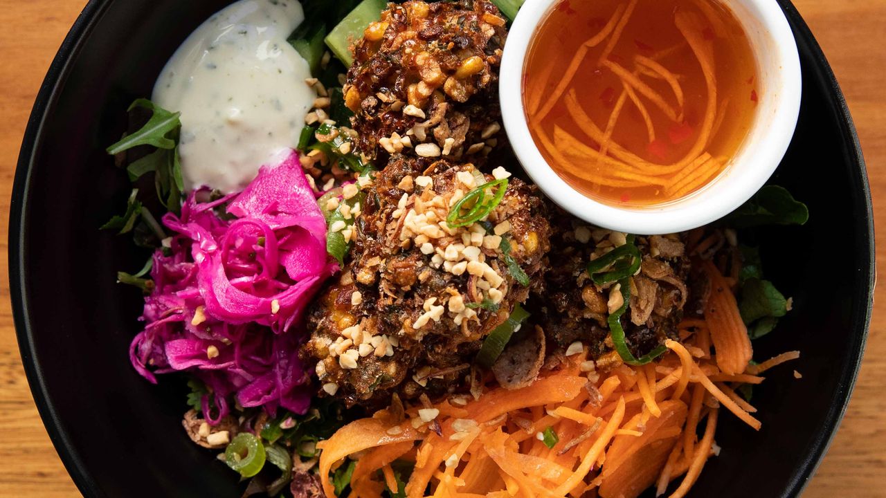 Spicy Corn Fritter Slaw Salad (GF)