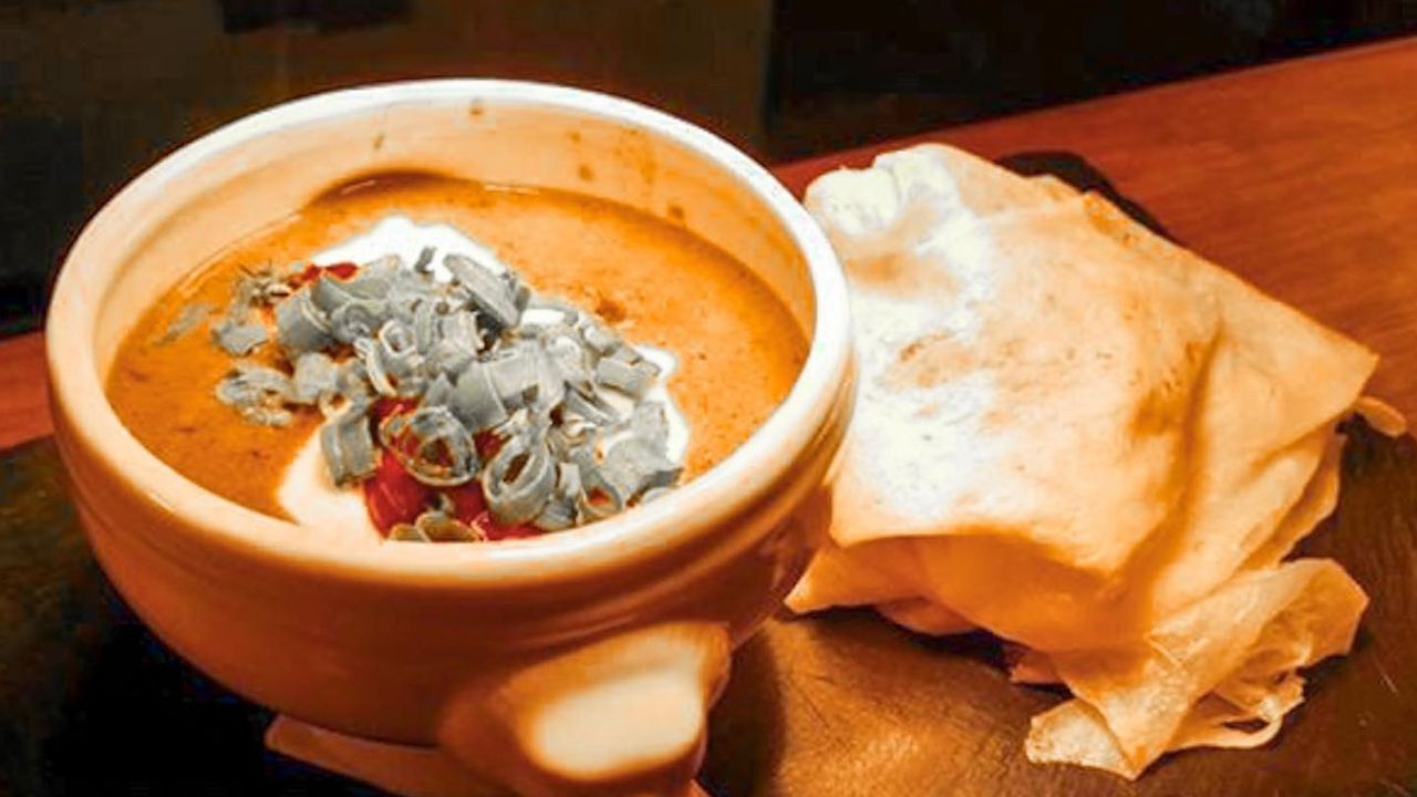 Wagyu Beef Curry Malaysian Style, Pomegranate Riata, Roti Bread