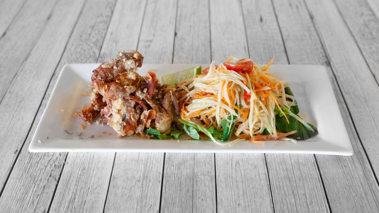 Golden Soft Shell Crab with Papaya Salad