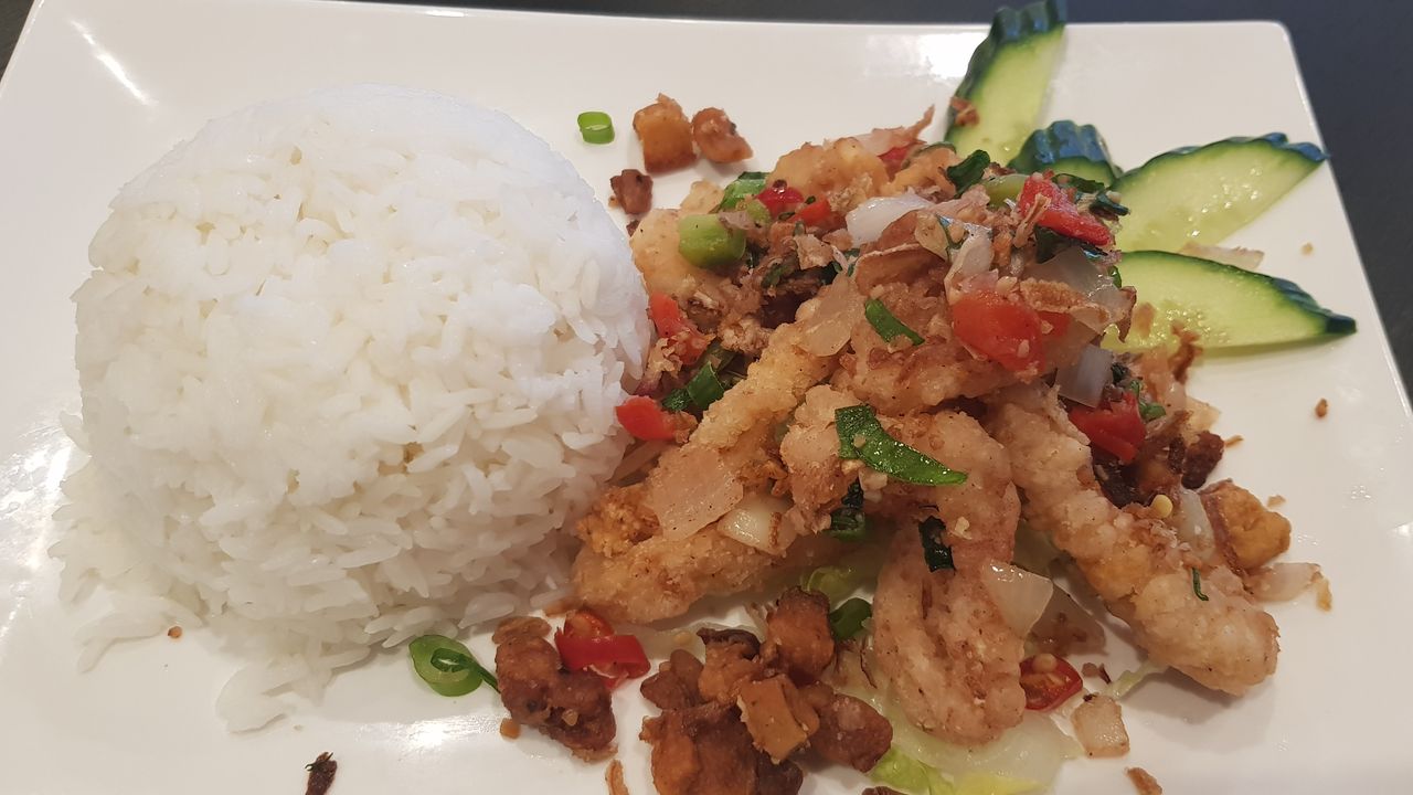 Salt and Pepper Calamari with Rice