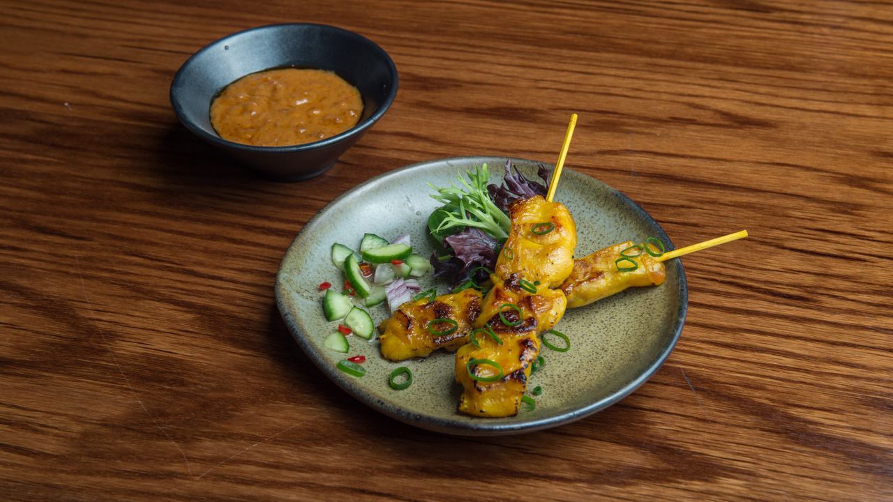 1. Satay Chicken Skewers (2 each)
