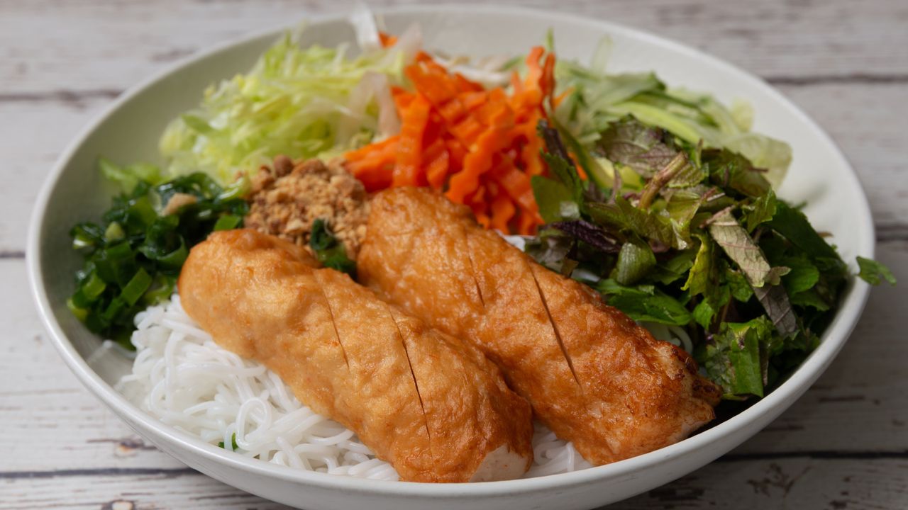 Rice Vermicelli Salad with Sugar Cane Prawn
