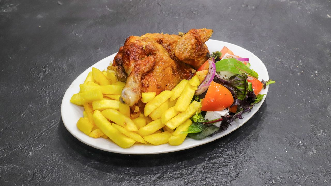 Half Chicken Chips and Salad Tray