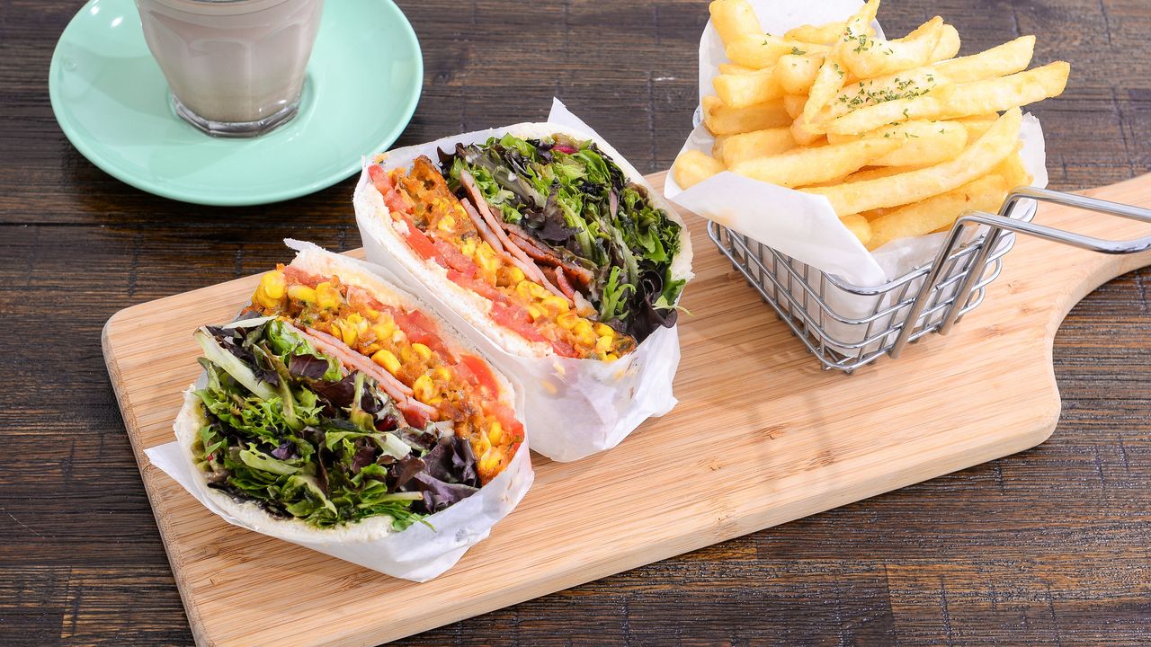 Corn Fritter & Bacon Sandwich