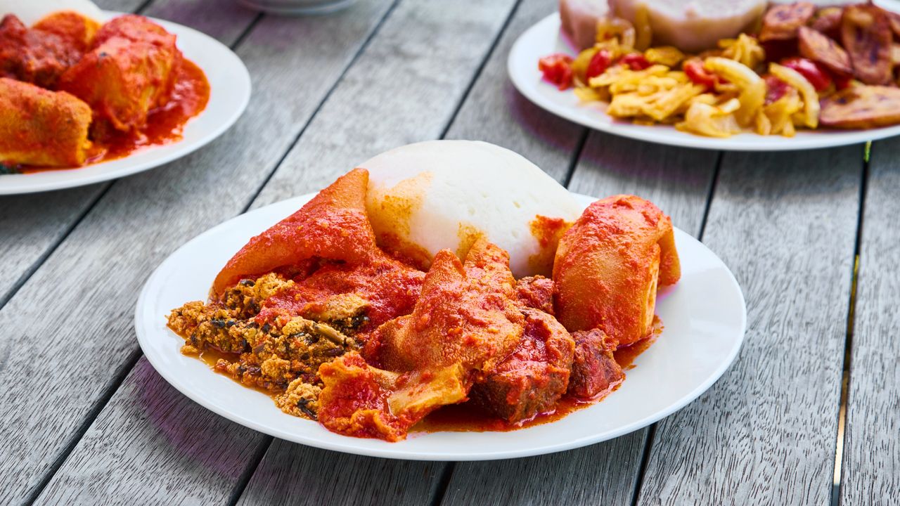Pando Yam with Efo Egusi