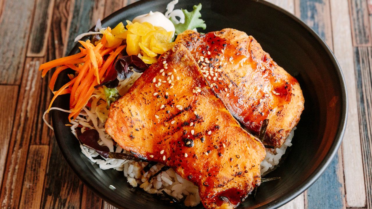 Grilled Salmon Donburi