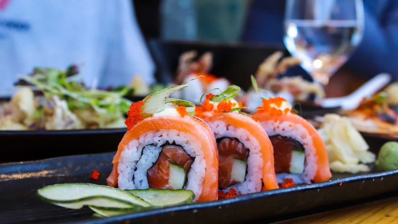 Double Salmon Inside-Out Sushi Roll