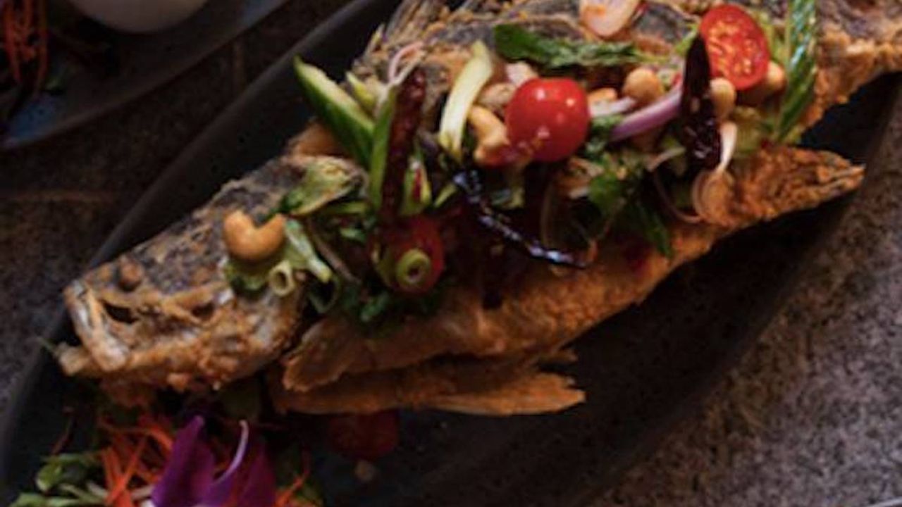 Crispy Baby Barramundi with Thai Herb & Spicy Seafood Sauce
