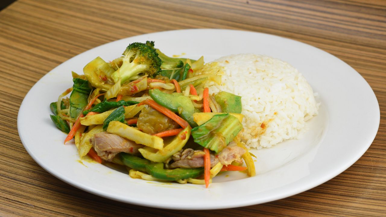 Satay Chicken on Rice