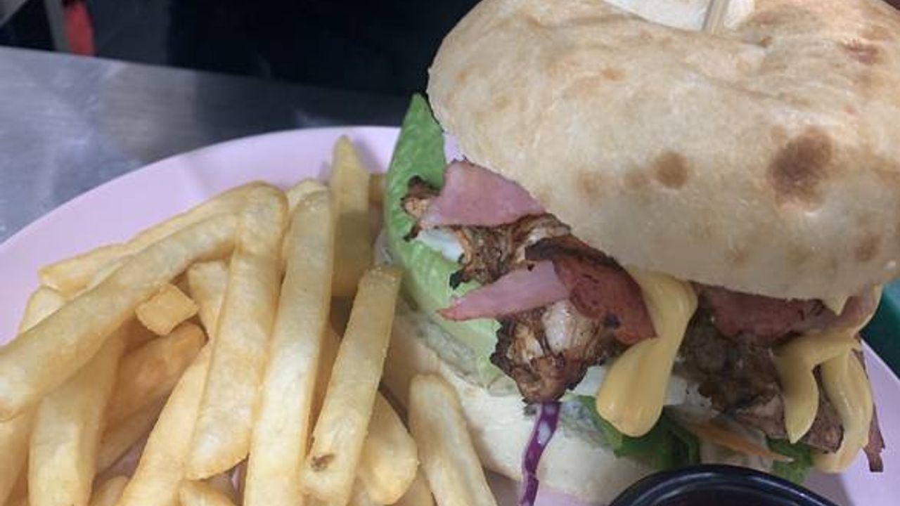 Jerk Chicken Burger with Chips