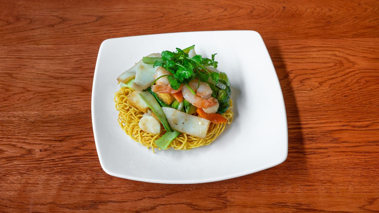 Seafood with Chow Mein “Crispy Egg Noodle”