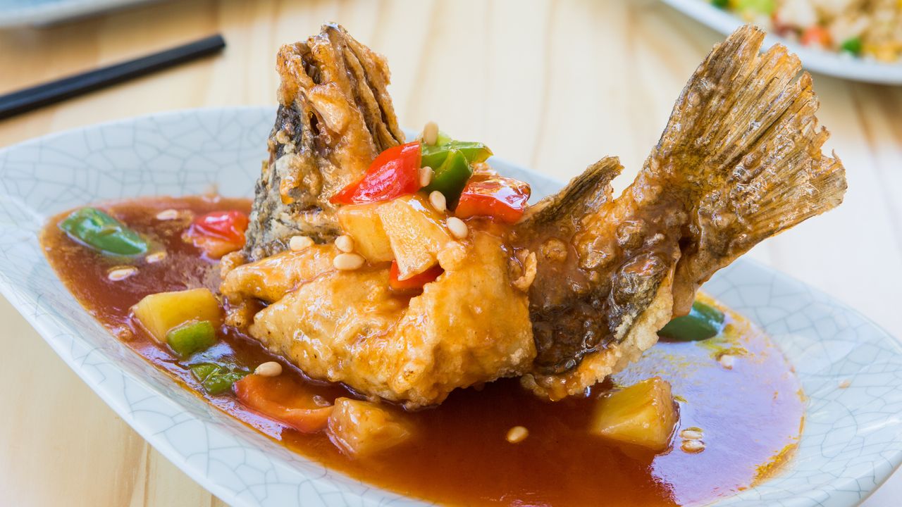 Crispy Fried Whole Barramundi in Sweet and Sour Sauce