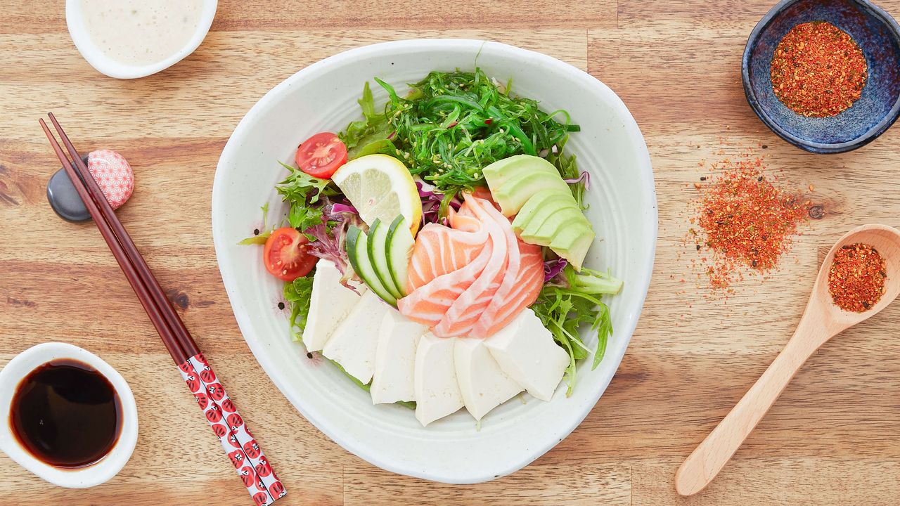 Tofu and Salmon Salad