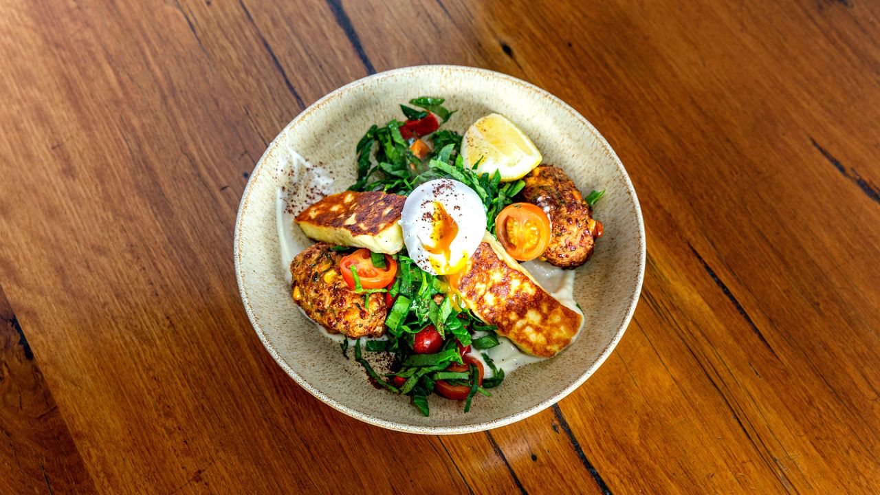 Zucchini, Corn and Haloumi Fritters