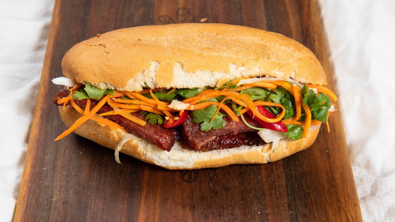 Vietnamese Sweet Pork in a Roll