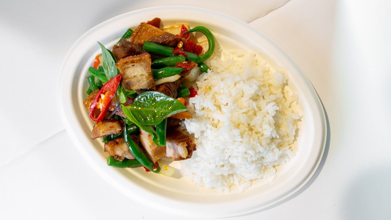 37. Kana Moo Krob with Chinese Broccoli