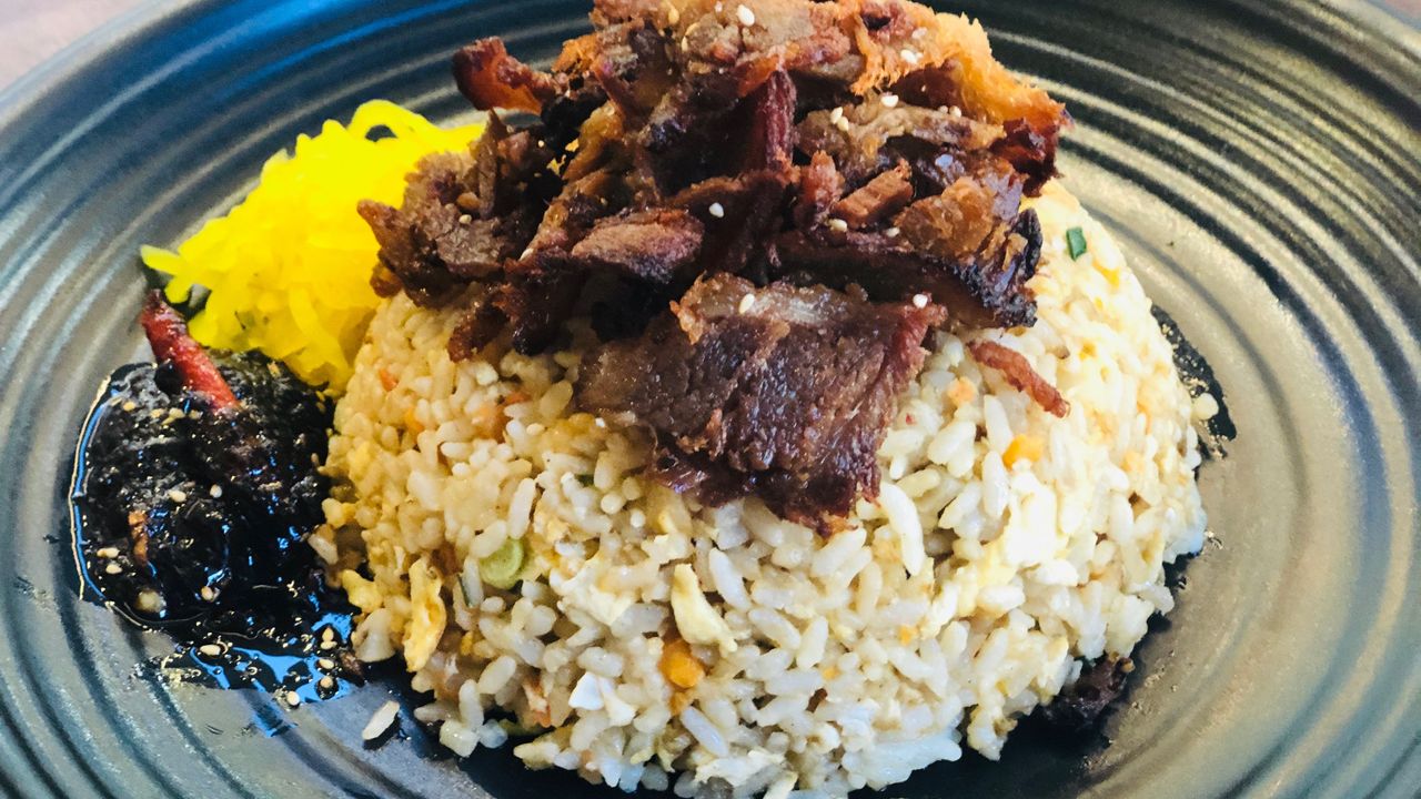 Crispy Pork Chahan with Volcano Sauce