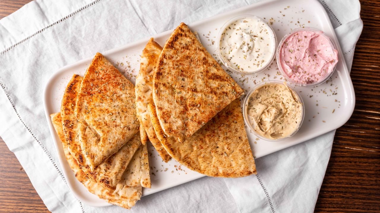 Trio of Dips + 2 Pita Bread (Tarama, Tzatziki & Hummus)