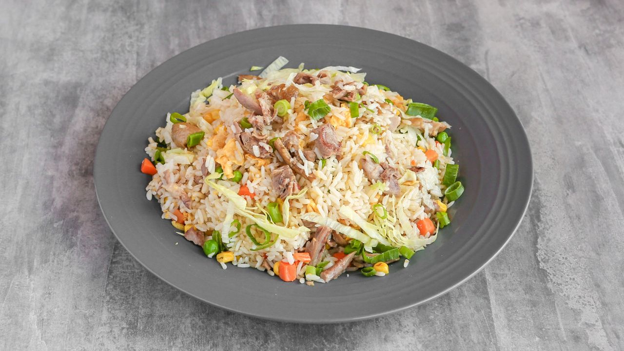 Spicy Duck Stripes with Veges on Rice