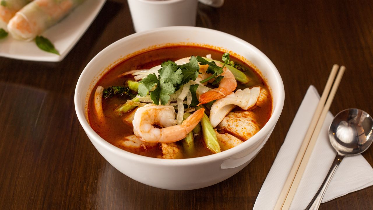 Seafood Tom Yum Vermicelli Noodle Soup