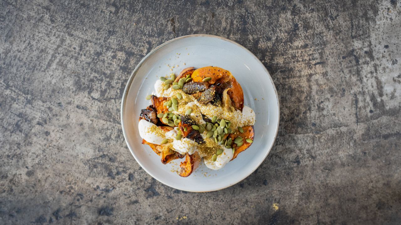 Roast Pumpkin with Caramelised Onion and Tahini