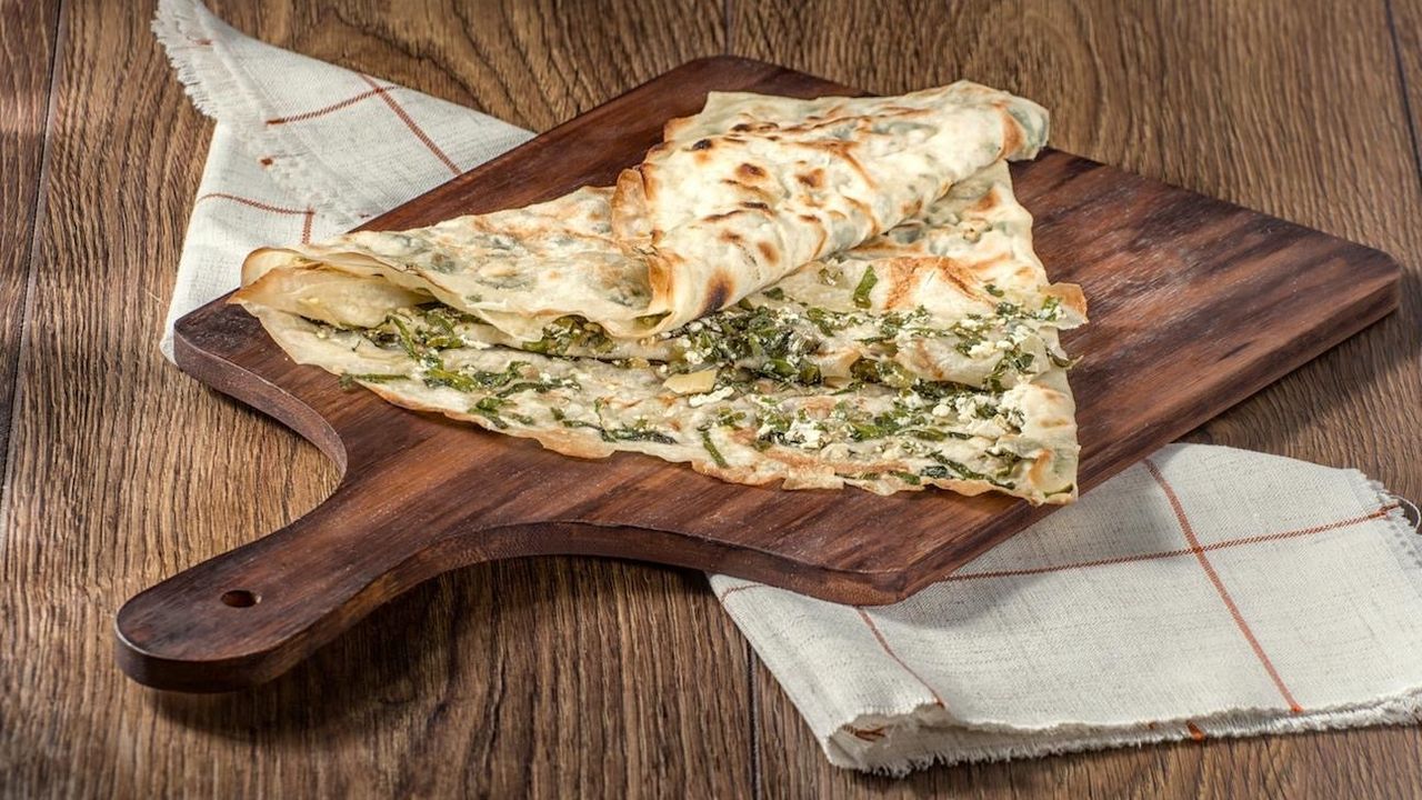 Spinach and Cheese Gozleme with Can