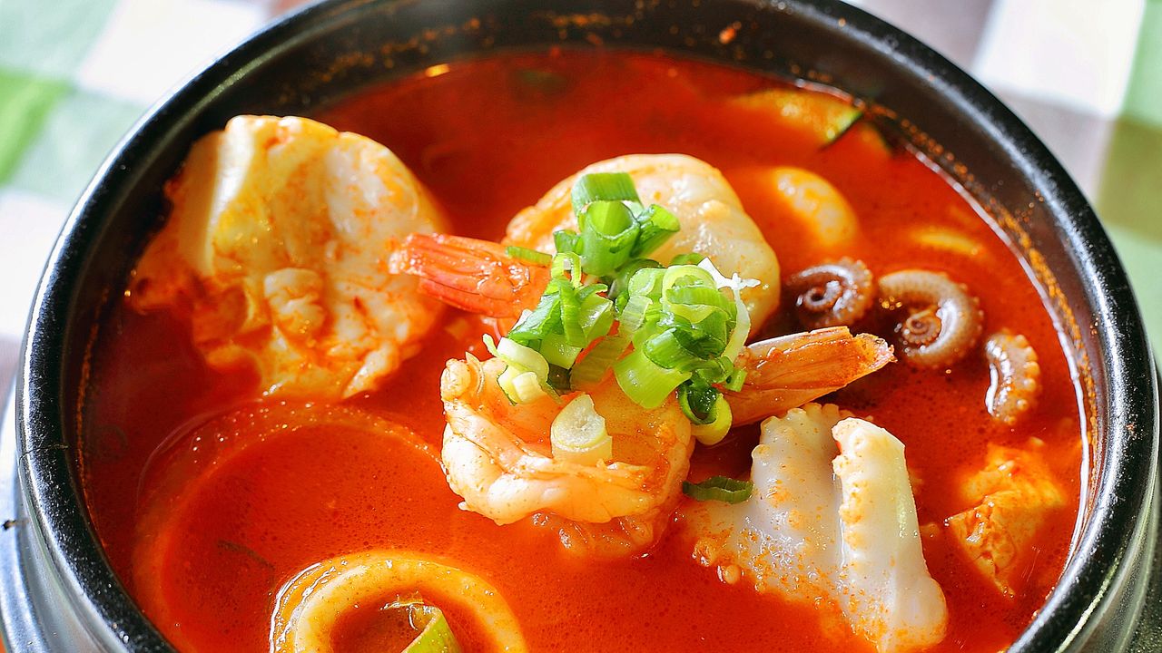 Spicy Seafood and soft tofu stew