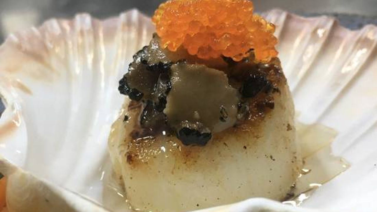 Scallop with Black Truffle and Flying Fish Roe