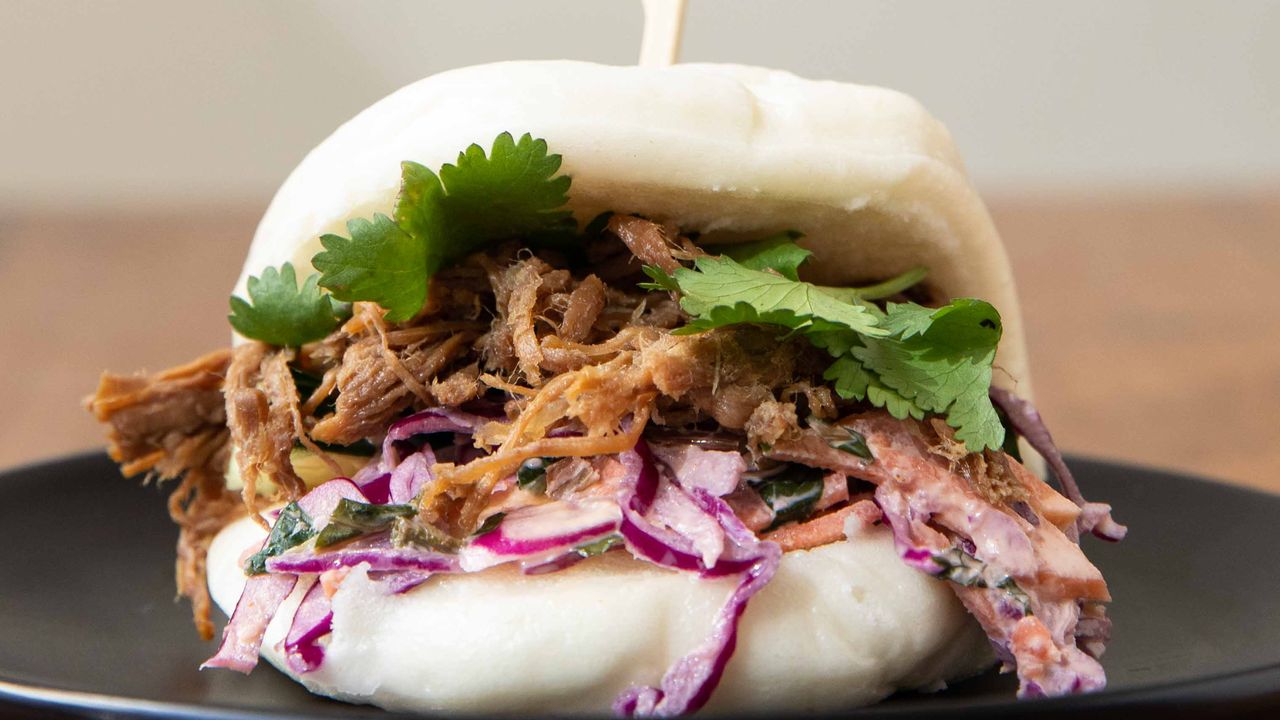 Braised Beef Brisket and Asian Slaw Bao Bun