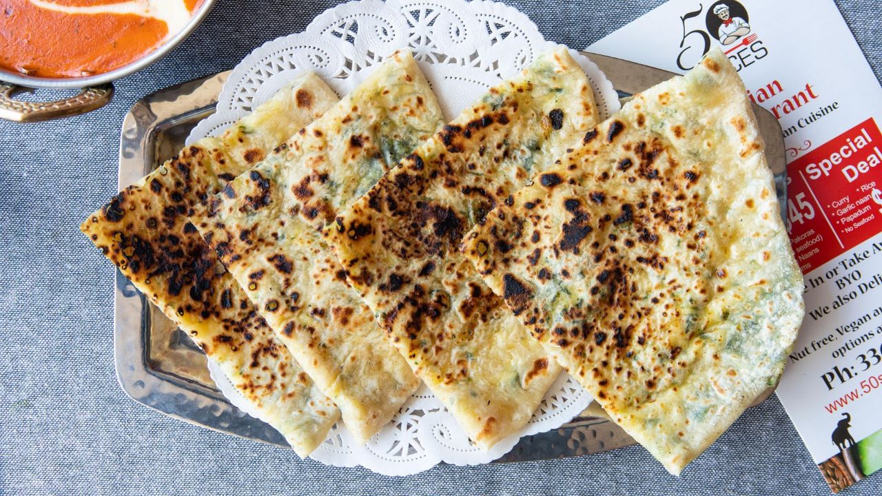 Cheese and Spinach Naan