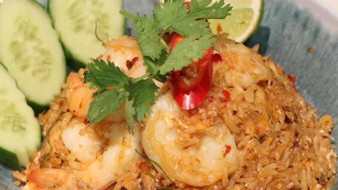 63. Spicy Tom Yum Fried Rice with Prawns