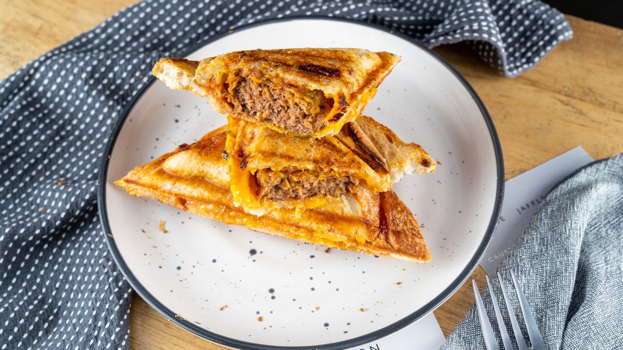 Beyond Meat Cheeseburger, Pickles, Mustard, Tomato Sauce & Cheese