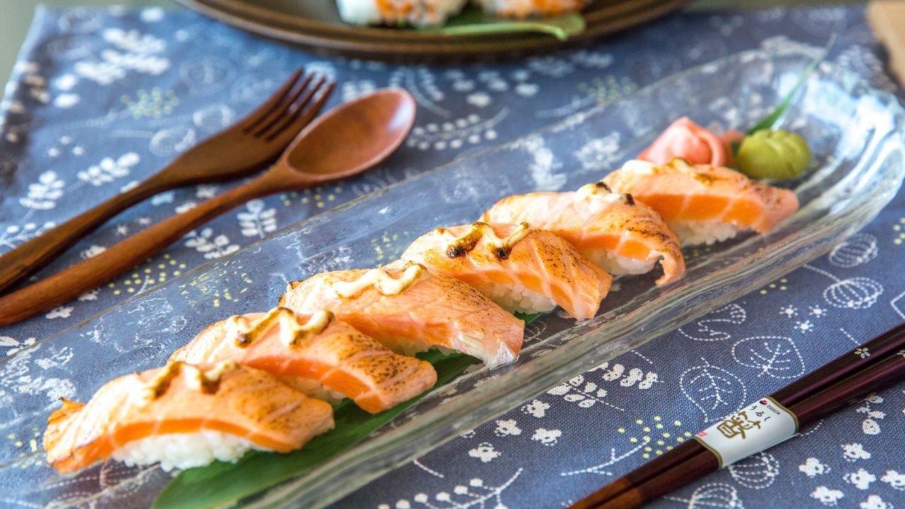 Grilled Salmon Nigiri Aburi