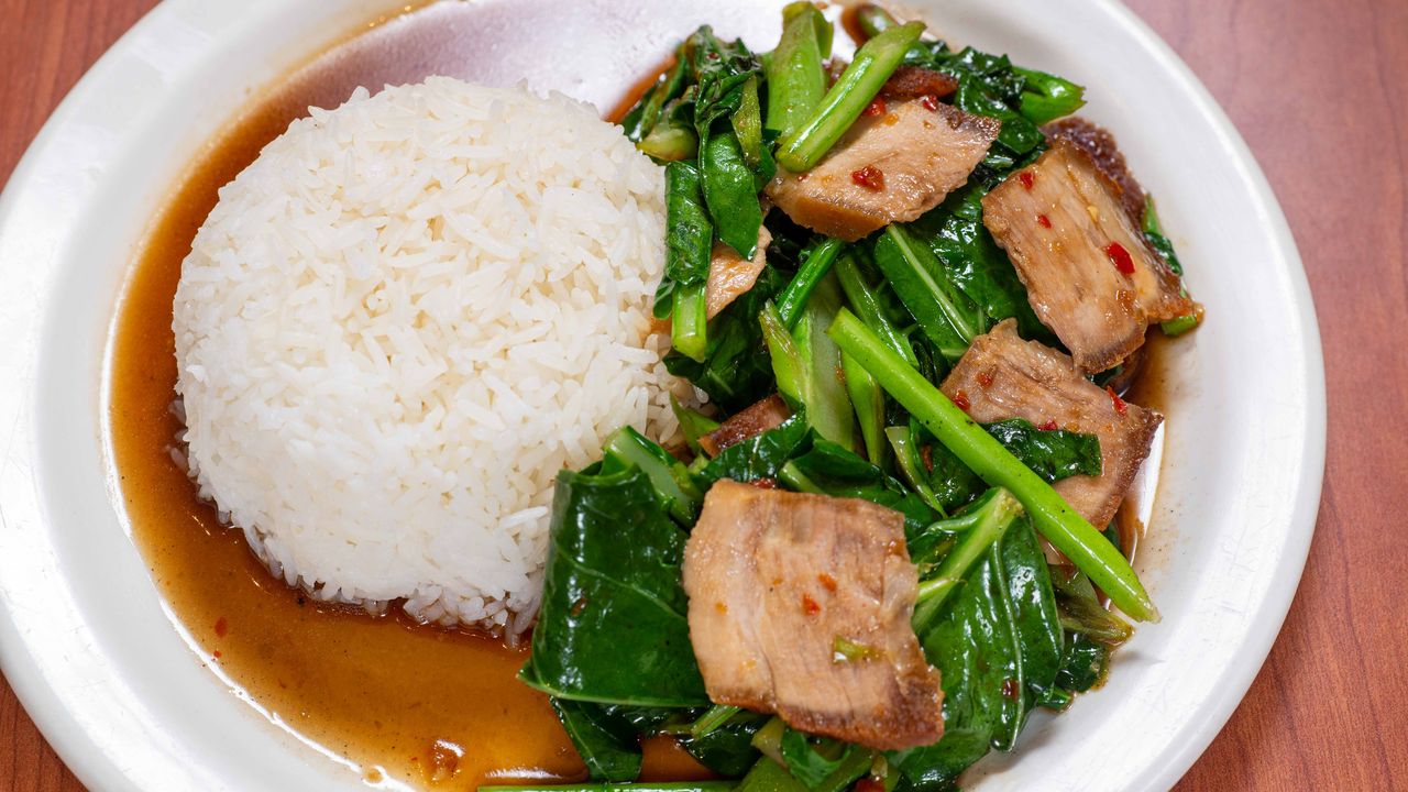 Stir Fry Chinese Broccoli on Rice