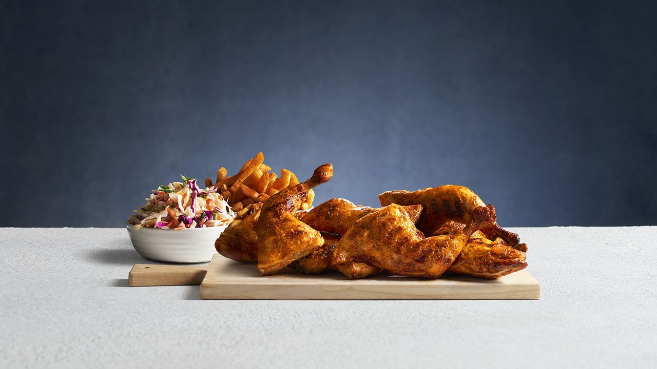 2 Whole PERi-PERi Chickens with 2 Large Sides (11320 kJ)