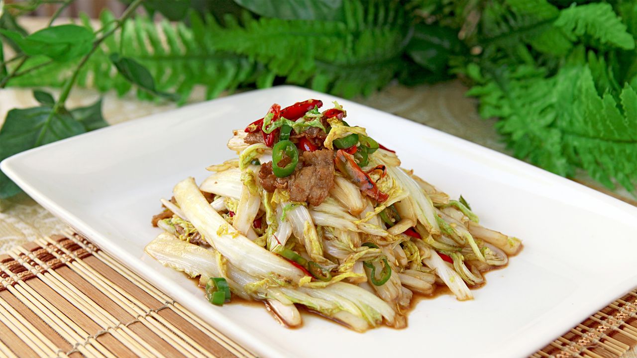 Stir Fried Baby Cabbage with pork belly