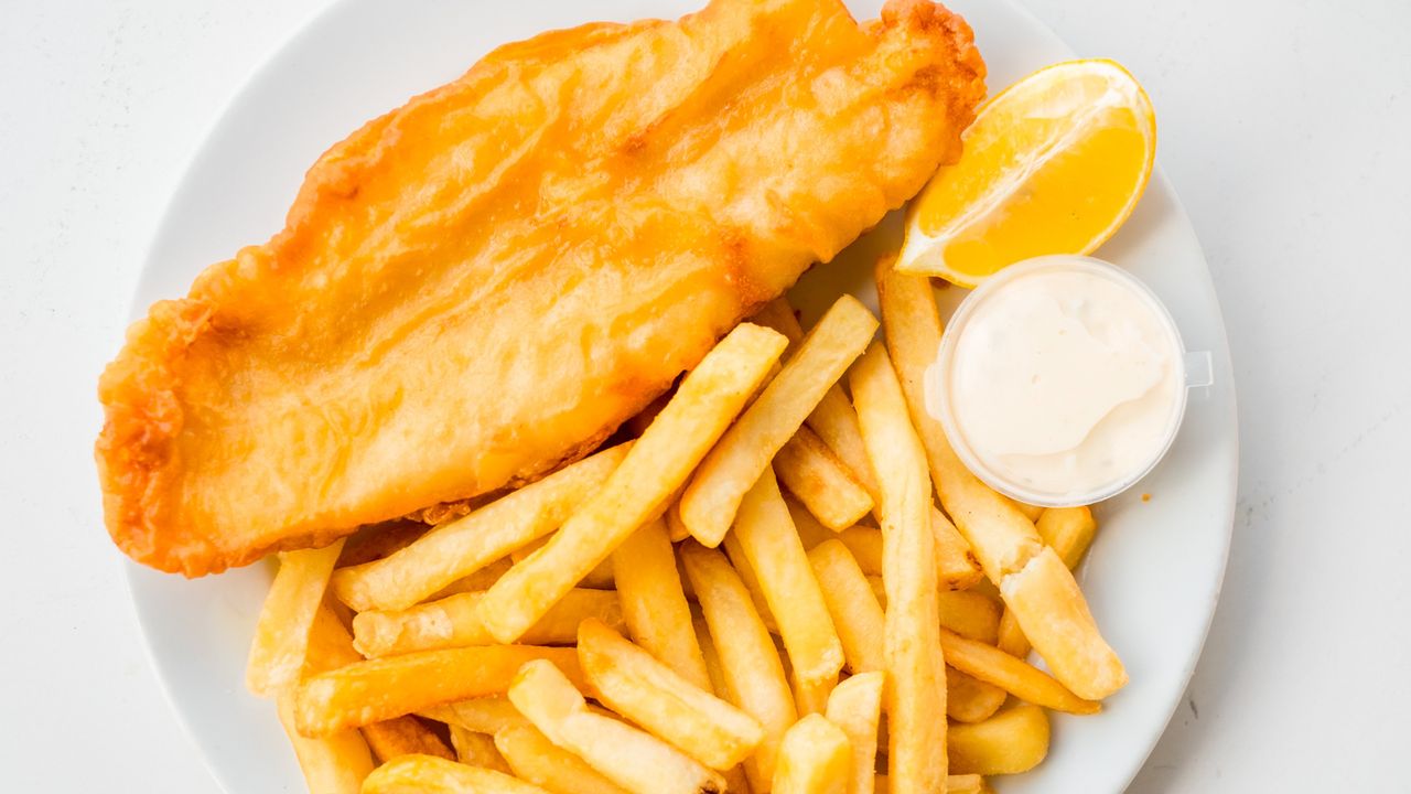 Grilled Fish Chips & Salad
