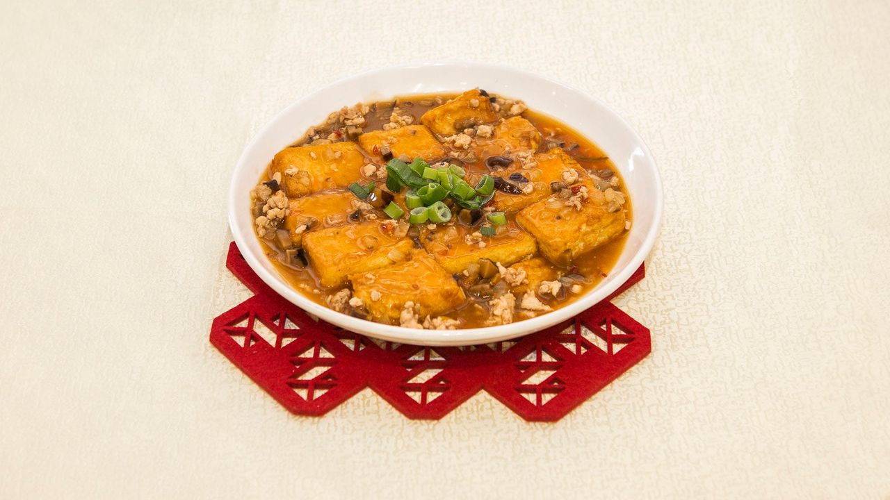 Home Made Tofu with Mushroom and Minced Chicken