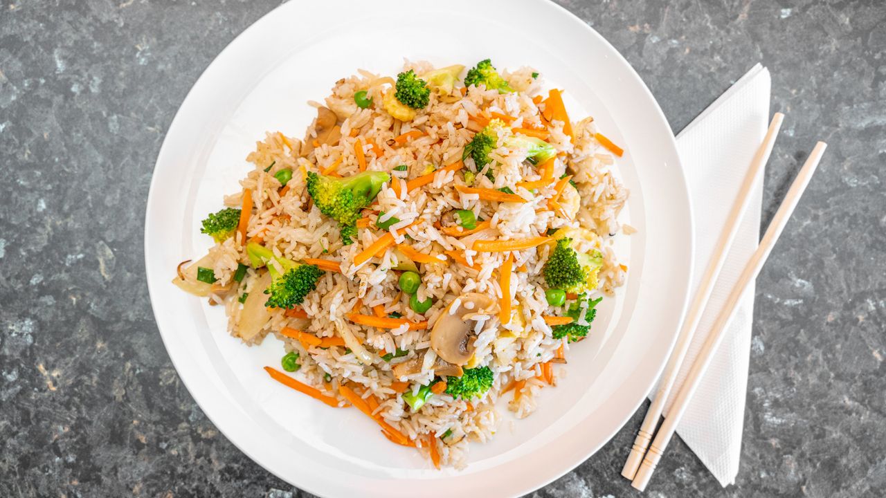 Vegetarian Fried Rice and a Drink