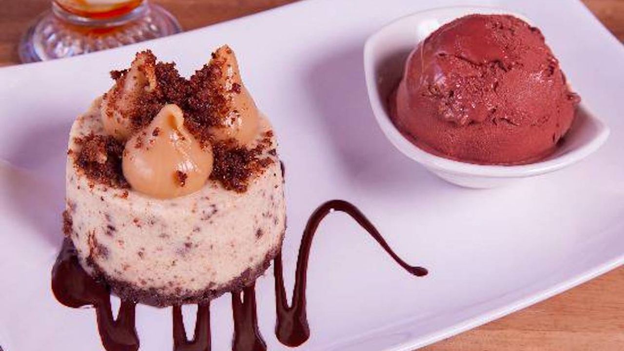 Cookies and Cream Cake with Scoop of Chocolate Gelato
