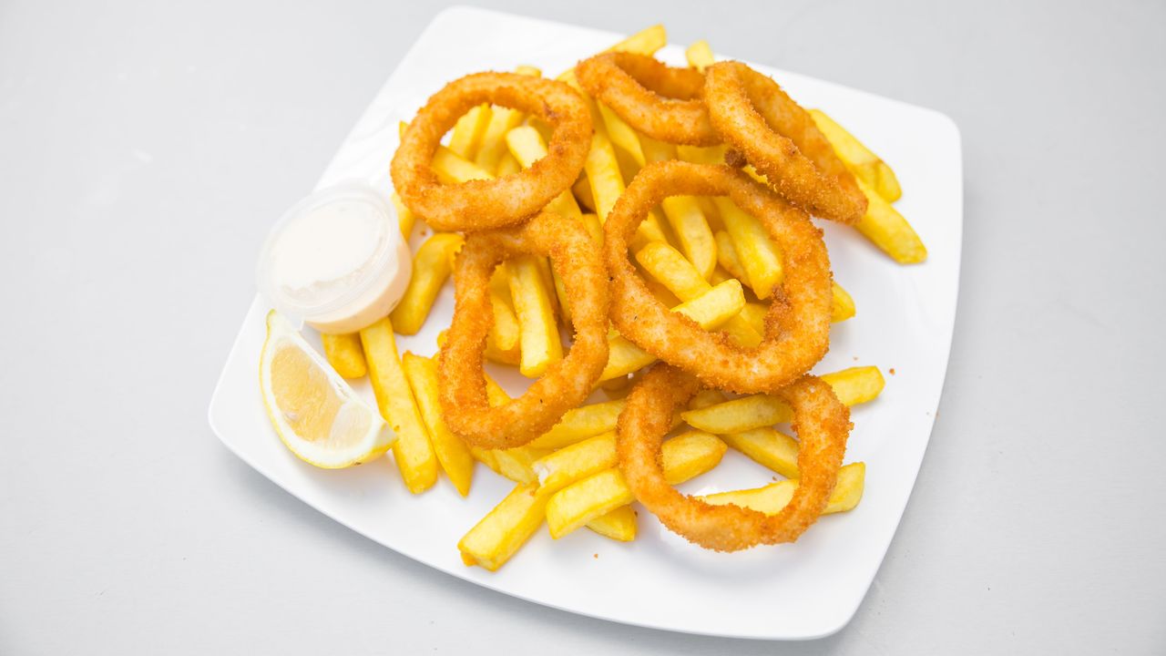 6 Calamari, Chips, and Tarter Sauce