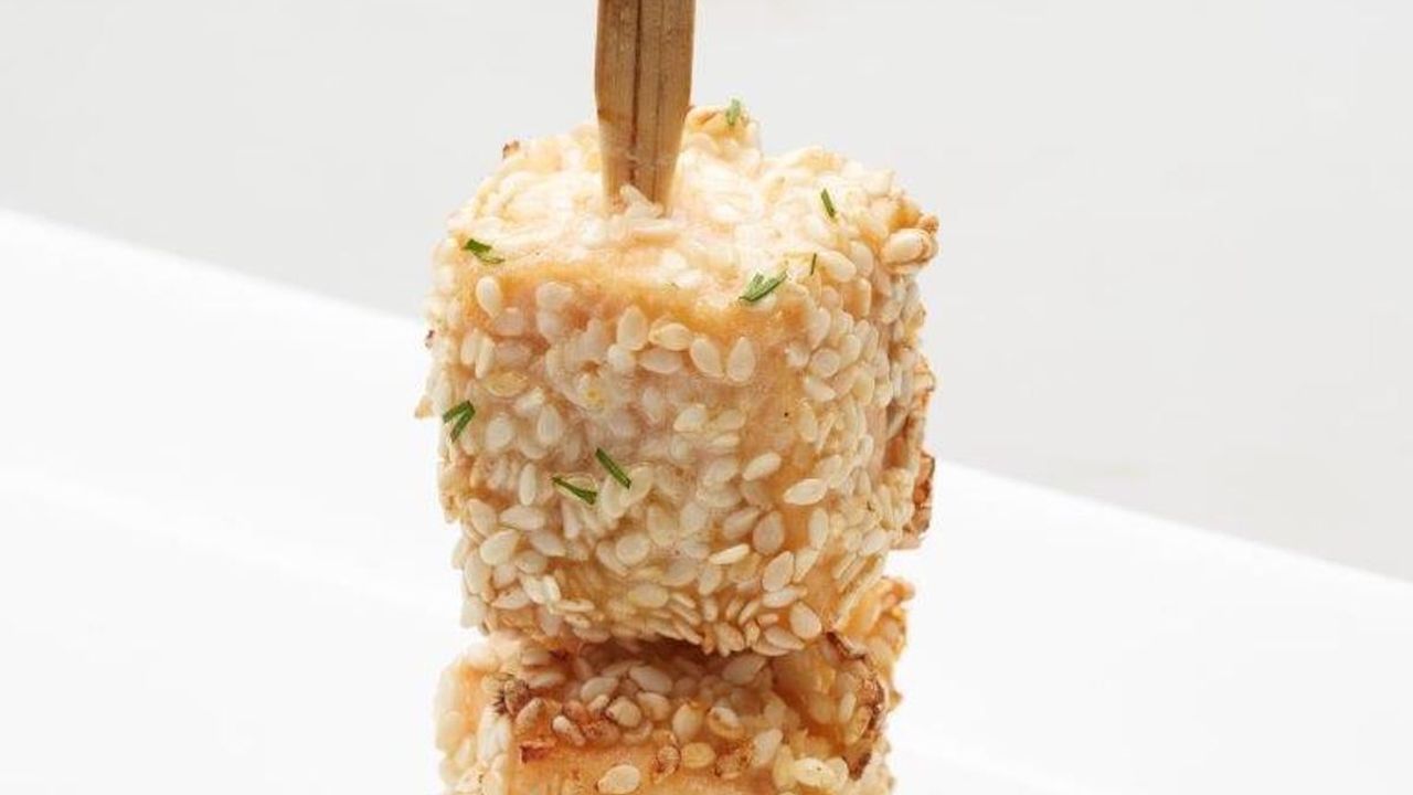 Miso Marinated Sesame Salmon Skewers with Aoli